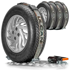 VULCAN Autohauler Car Tie Down - Rolling Idler 3-Cleat - 120 Inch - 4 Pack - Silver Series - 3,300 Pound Safe Working Load Tire