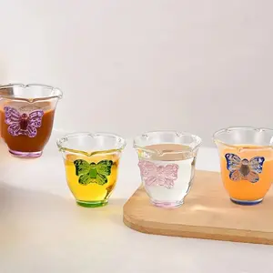 Colorful Butterfly Glass Mug - Insulated Coffee & Tea Cup, Perfect for Gifts and Collectors
