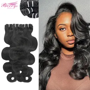 Berrys Hair 5A Flat Band Virgin Hair Body 100g Unprocessed Human Hair Bouncy Texture Heat Resistant Wavy Black Extensions for Women Wavy Hairpieces Glueless Pre Style hair extensions