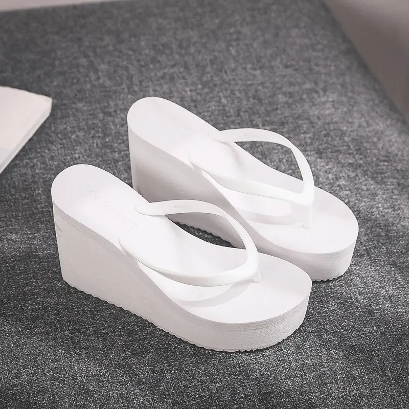 Chic Leg-Lengthening Wedge Heel Flip-Flops - Thick Sloped Platform Soles, Soft Lightweight Waterproof Material, for Casual Outings, Beach Trips