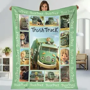Trash Truck Netflix Anime Flannel Blanket, Travel Blanket, Cute Cartoon Design, Soft Warm Throw for Kids & Adults, Ideal Gift for Home Decor