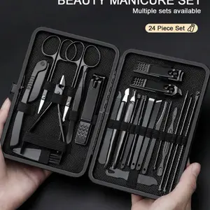 ￼ Professional Nail Clipper Set with Storage Case, 24 Pieces Portable Manicure & Pedicure Tool Set, Nail Clippers and Nail Trimmer, Nail Cutter Kit Wallet, Nail Care Tool for Home & Travel, Body Care Nail Supplies, Birthday Gift