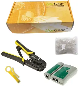 UbiGear Network Tester +Crimp Crimper + 100 RJ45 CAT5e Connector Plug Tool Kits