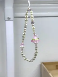 Pink Lotus Floral Phone Strap – Aesthetic Wrist Lanyard Charm