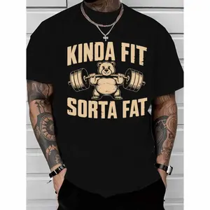 Funny Weightlifting Bear Tee – 100% Cotton Heavyweight Oversized Gym Shirt