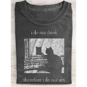 Black Cat Graphic Tee Men's Vintage Acid Washed Cotton Loose Fit Short Sleeve Round Neck T-shirt Summer Casual Machine Washable Streetwear Top