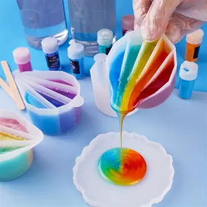 4pcs Split Cups For Pouring Separation Cup Matching Cup Reusable Silicone Pour Divided Cup For Acrylic Paint, Epoxy Resin, Fluid DIY Art Craft Handmade Jewelry Tool Accessories