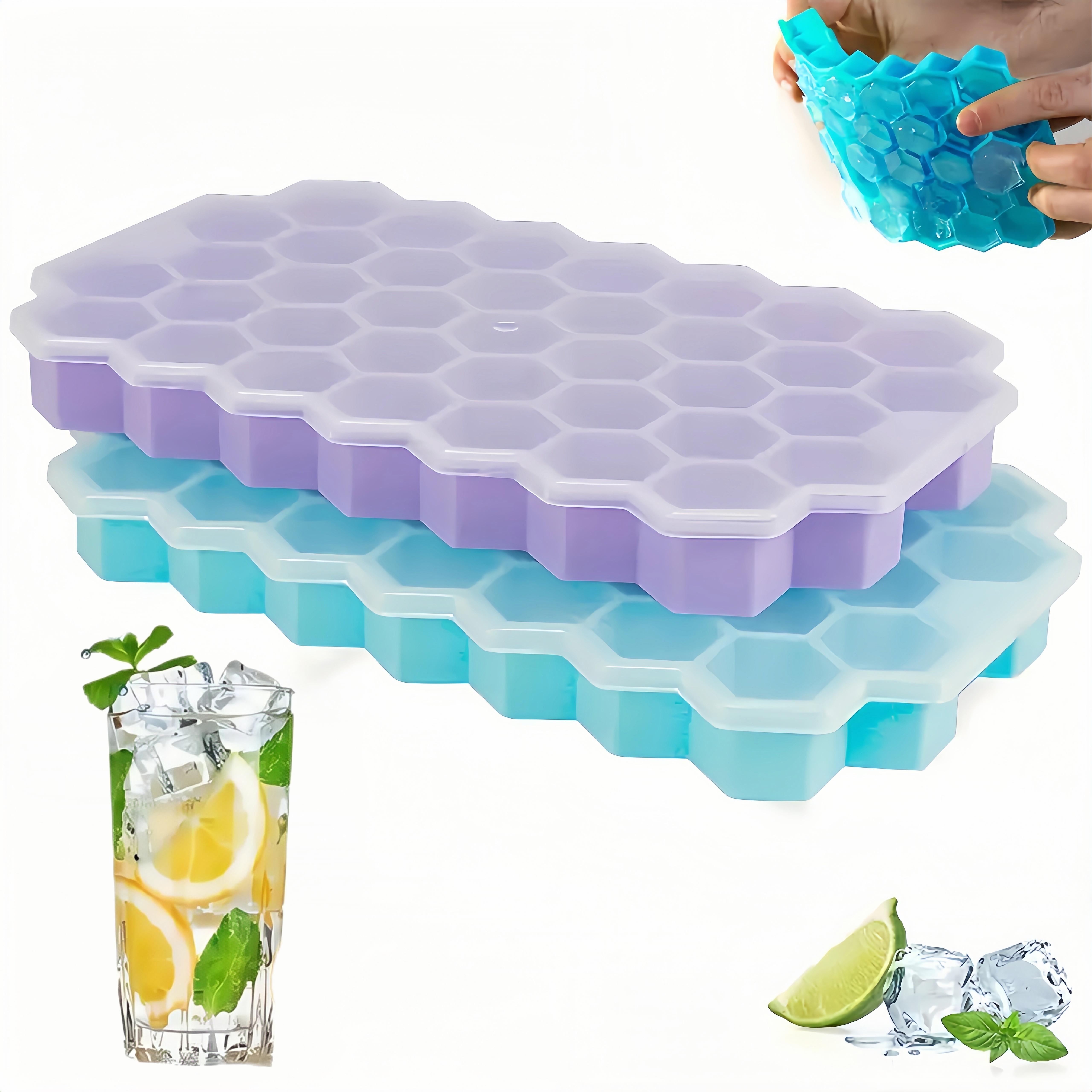 37-Cube Silicone Ice Tray with Lid – Stackable, Flexible & Easy Release for Whiskey, Cocktails & Iced Drinks