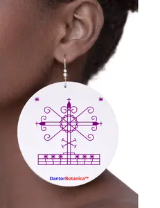 GEDE NIBO Halloween veve Earrings wood earrings Teardrop Afro Drop Wood Dangle Earrings Women Africa  Huggie Hoop Earring Jewelry Manbo Ougan Spiritual Religious vodou voodoo Haiti Ougan Manbo Erzulie Freda Erzulie Dantor Feray Badagri Legba Damballah