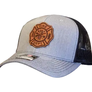 Fire Department Hat, Firefighter Leather Patch Hat, Firemen Gift, Richardson 112