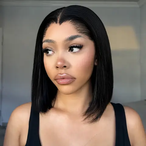VRbest Women's Glueless Straight Short Bob Human Hair Lace Closure Wig - Pre-cut 5x5/4x4/13x4 HD Lace, Bleached Knots, Drawstring, Beginner-Friendly Natural Hairline, Summer SoHoChic Back To School Wig, Glueless Wigs