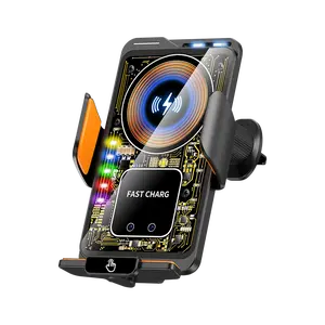 Phone Holder for Car, Magnetic Phone Charger with 66W Wired Fast Charging & Wireless Charging, Auto-Clamp In-Car Mount Stand for Fast Charger Android Compatible Devices & iPhone 17/16/15/14/13/12 Pro Max, Samsung