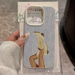 Leather texture and Western cowboy pattern, anti-drop and anti-slip TPU phone case with large perforations, suitable for iPhone 17, 16, 15, 14, 13, 12, 11, XS, X and other series models. Can be given as a gift to friends or family.