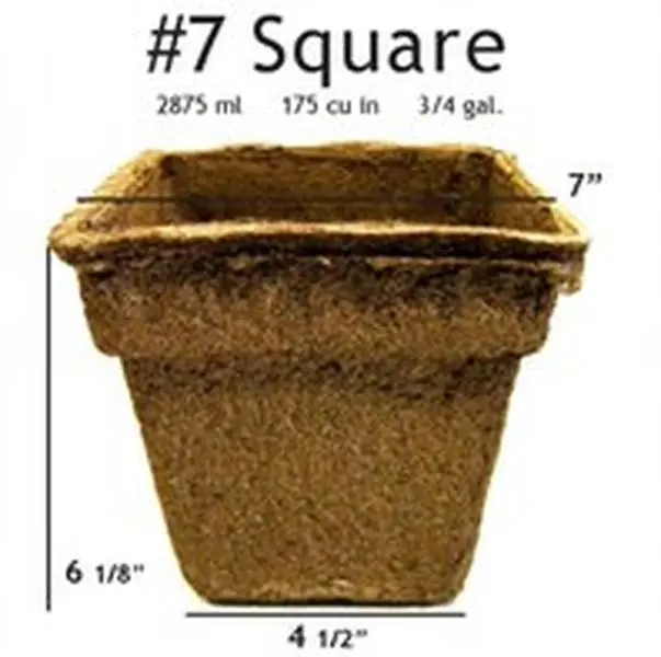 CowPots #7 Square Nursery Pot - 24 Pots, 2875 ml/cell, Eco-Friendly All-Natural Alternative for Container Gardening, Nursery Pots, 100% Biodegradable
