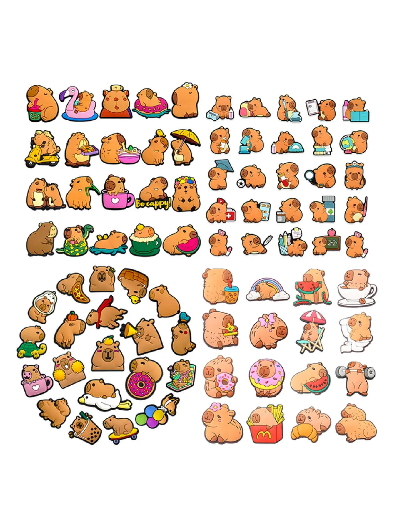 16-25 Cute Animal Capybara Cartoon Decorative Shoe Accessories, Kids' Shoes Decorations, Wristbands, Sandals, Christmas Gifts, Fashionable Choice, Shoe Decoration Charms