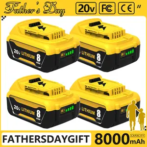 #fathersdaygift 4Packs High 8000mAh DCB206 Replacement for Dewalt 20v Battery 8.0Ah Lithium Compatible with Dewalt 20 Volt Max Battery Lithium DCB206 DCB201DCB200 DCB204 Cordless Power Tools  battery