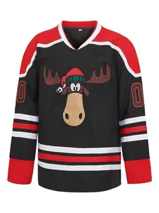 【FallFreshness】【Holiday haul】Men's #00 Marty Moose Embroidery Hockey Movie Griswold jersey Stitched Letters and Numbers S-3XL