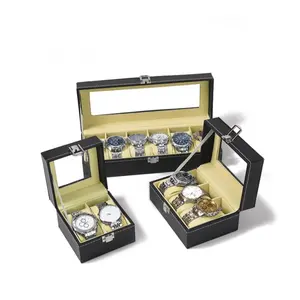 5-Position Watch Display Box, Leather Flip Cover Collectible Case, Elegant Gift Packaging, Ideal for Watch Enthusiasts