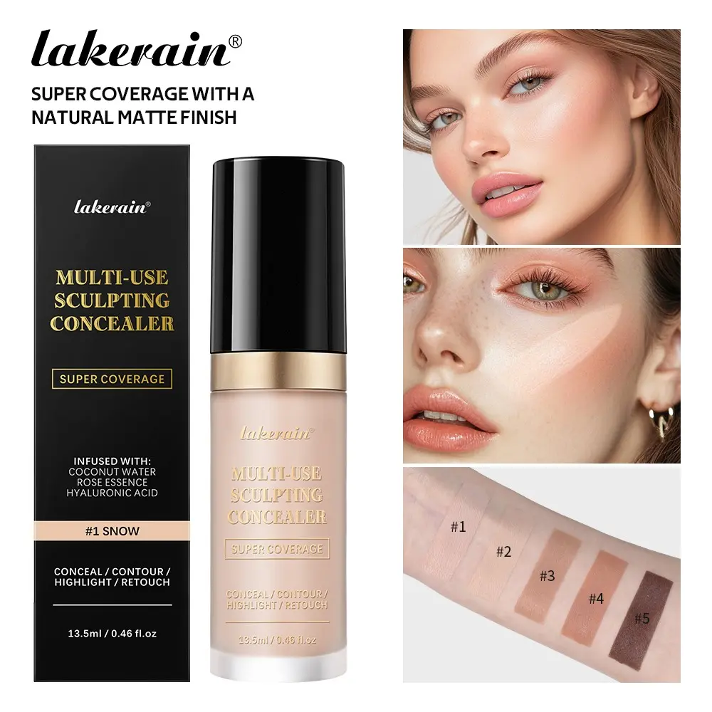 1 Count Multi-Use Concealer 3-in-1 Creamy Concealer, Contour, Highlighter, Concealing And Contouring, Covers & Corrects with Hydrating Formula, Long-Wearing, Ideal for Blemish-Prone Skin, Buildable Coverage Photo-Ready Makeup Longwearing Makeup