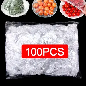 100 Pcs Transparent Plastic Cover Pe Thin Film, Reusable Durable Clear Plastic Bag for Bowls & Containers, Essential Kitchen Storage Solution