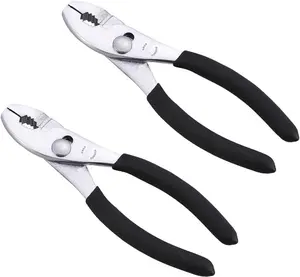Slip Joint Pliers 6(Pack of 2) - Heavy Duty Carbon Steel with Rubber Grip Handle - Fine Grip  in front and Coarse  in  - Rust resistant finish