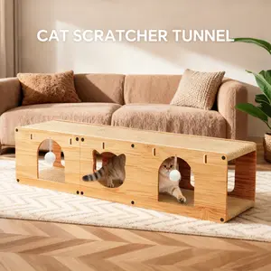 Large Cat Condo & Vertical Scratching Post — Cat Tunnel, Self-Amusing Toy, Shed-Resistant, Durable & Wear-Resistant Cat Villa