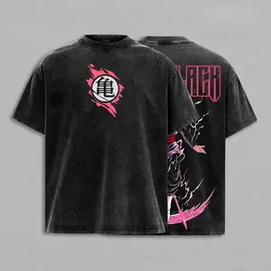 Burakku x Zamasu Vintage Washed Anime Tee | Dark Pink Aura Warrior Shirt | Powerful Energy Fighter Graphic Back | Streetwear T-Shirt | Manga Inspired Design | Cool Gift for DBZ Fans