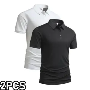 Men’s summer short-sleeve polo shirt two-pack, business-casual style, made from skin-friendly fabric with a turn-down collar and button design, slim fit for everyday commuting. Men's Soft