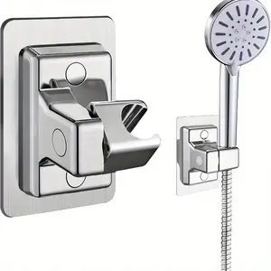 1pc, Shower Head Holders Universal Shower Head Plastic Handheld Showerhead Bracket Adjustable Bracket Wall Mount For Bathroom With Adhesive Stick , Bathroom Tools