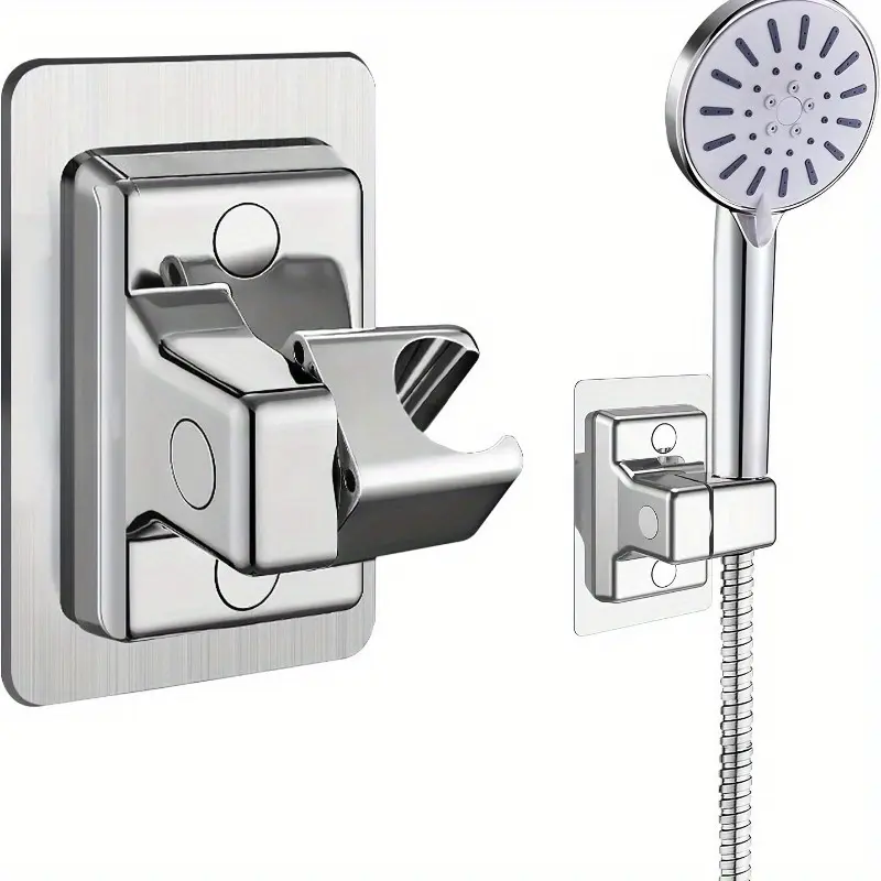 1pc, Shower Head Holders Universal Shower Head Plastic Handheld Showerhead Bracket Adjustable Bracket Wall Mount For Bathroom With Adhesive Stick , Bathroom Tools