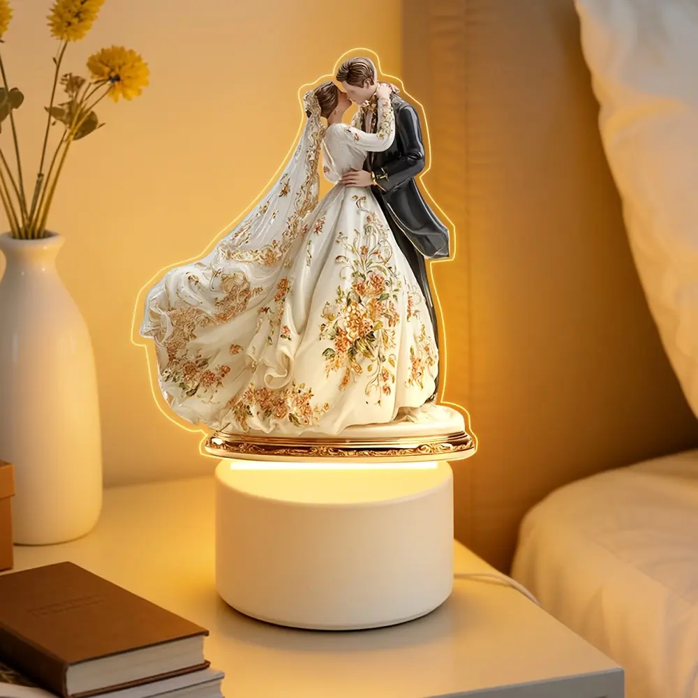 Romantic Wedding Night Light, LED Kiss Lamp for Couples, Perfect Gift for Anniversary, Birthday, Valentine's Day, Creates Warm Love Atmosphere