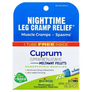 Boiron Cuprum, Meltaway Pellets, 3 Tubes, Approx. 80 Pellets Each | HSA/FSA Eligible