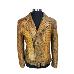Men's Hendrix Light Brown Python Biker Jacket