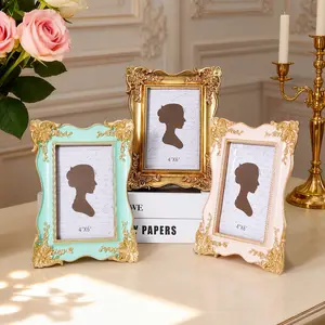 European Style 3D Pattern Photo Frame, Picture Frame, Home Desktop Decoration, Multi-Color Options, Suitable for Bedroom Study Office Photography Props