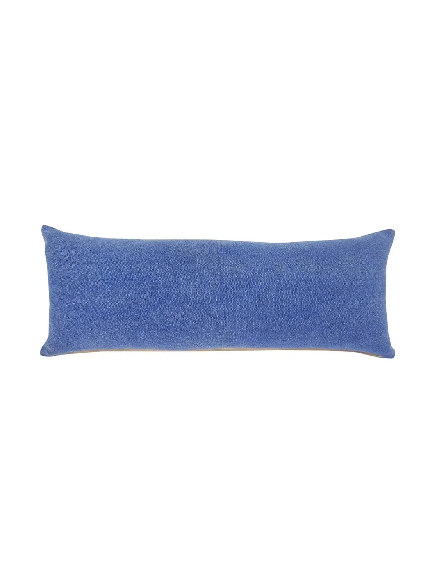 212 MAIN 2-Pack Rectangular Farmhouse Lumbar Support Throw Pillows, 14x14x36 in., Blue Solid, Removable Zippered 100% Cotton Outdoor Sofa Furniture Pillows