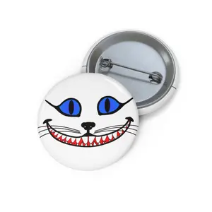 Grinning Cat Pin Button 1.25" Round | Fantasy Design by Jan (aka TheGlassyLass)