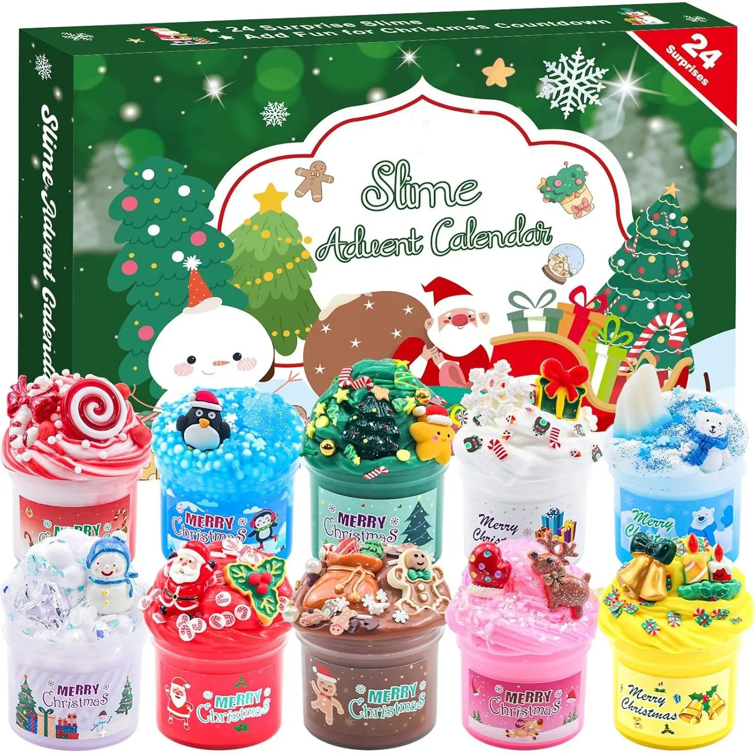 2025 Slime Advent Calendar, Christmas Countdown 24-Day Surprise Slime Kit, Festive Party Gift for 4-12 Year Old Kids Teens Girls (Home & Party Supplies)