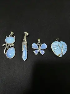 4pcs Opal Pendants, Various Styles And Shapes, Moon, Cat, Love, Butterfly Suitable for Jewelry Additions, Opal Symbolizes Harmony, Loyalty, Wealth, Wisdom And Luck, Handmade Christmas Gift (Random Pattern)