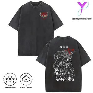 Mahoraga JJK Anime Graphic Tee, Vintage Washed Oversized Dark Anime Streetwear T-Shirt, Soft Cotton Unisex Apparel, Gift for Jujutsu Kaisen Fans quarter zip men lemon demon soulja boy outfit truck fit clothes gorlock destroyer