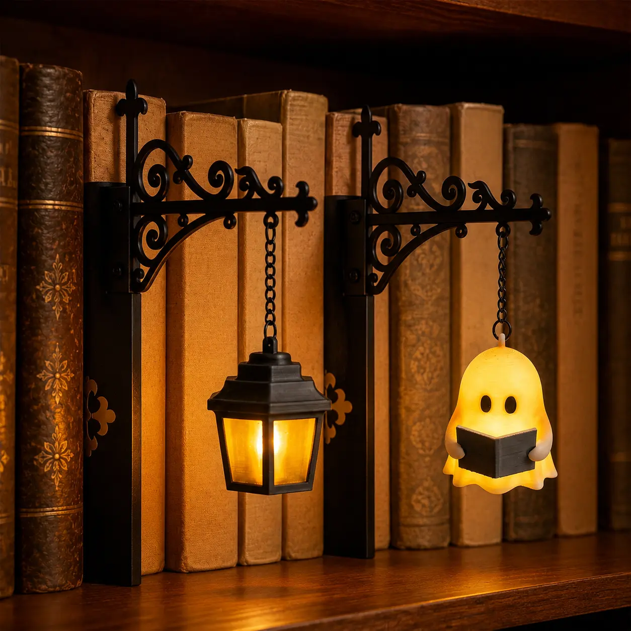 Library Lantern Mini Bookshelf Lamp with Warm LED Light, Vintage Decorative Book Nook Light for Home Library, Study, Reading Corner and Book Lover Gifts