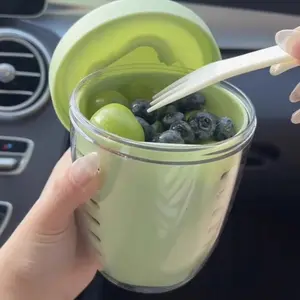 Large Capacity Drainage Salad Cup High Aesthetic Sealed Fruit Cup Portable Storage Water Cup Plastic Cup