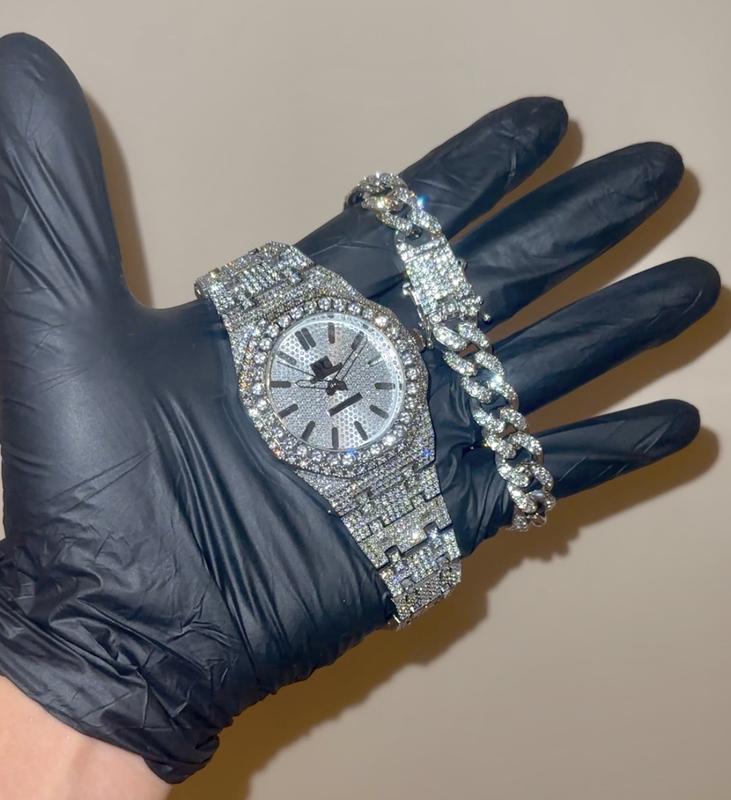 18k Gold/White Gold Unisex Octagonal ICED-OUT Bustdown Hip-Hop Watch