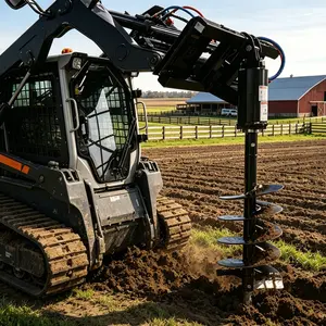 LANDY Skid Steer Post Hole Auger 9" Hydraulic Earth Drill Fence Post Digging Attachment