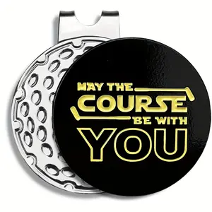 May The Course Be with You Golf Hat Clip, 1 Count Round Golf Hat Marker, Magnetic Golf Cap Marker Gift for Golf Lovers