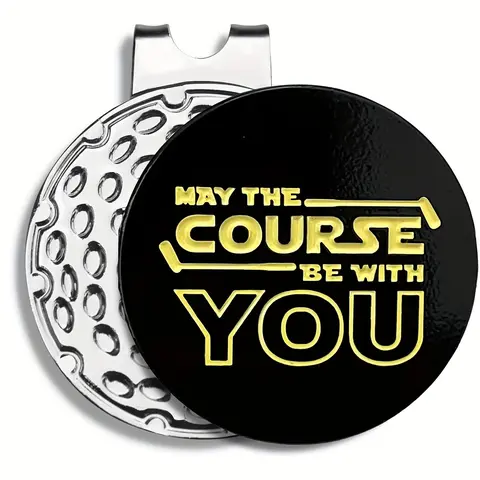May The Course Be with You Golf Hat Clip, 1 Count Round Golf Hat Marker, Magnetic Golf Cap Marker, Golf Accessory Gift for Golf Lovers