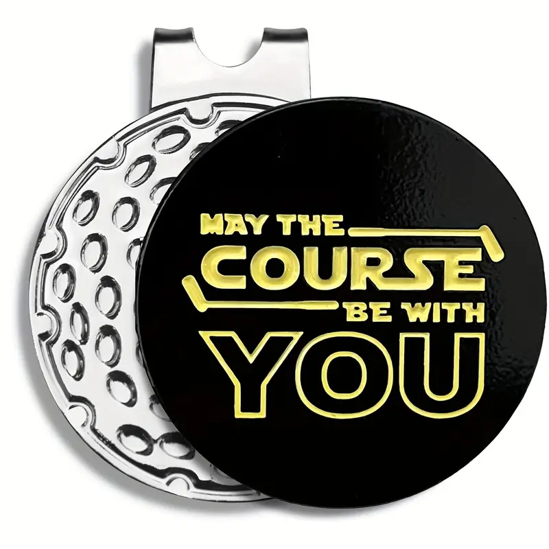 May The Course Be with You Golf Hat Clip, 1 Count Round Golf Hat Marker, Magnetic Golf Cap Marker, Golf Accessory Gift for Golf Lovers