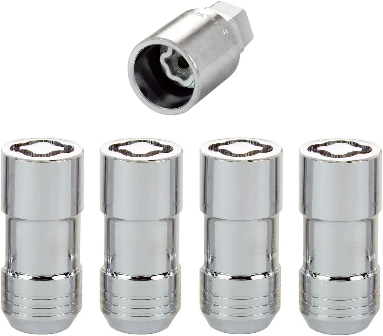McGard Chrome Cone Seat Metal Automotive Wheel Locks, Threaded M14x1.5, 4-Piece Key Pattern Set for Car Accessories, Prevents Vehicle Theft