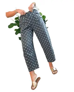 Vivienne High Rise Polka Dot Side Bow Twill Pants