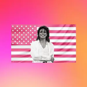Michael Jackson Flag, Pink USA Flag Tapestry, King of Pop Wall Decor, Music Legend Poster, Vintage Singer Room Decor