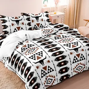 3pcs Bohemian Boho Western Cowboy Style Decorative Bedding Set, Soft Comfortable Breathable Duvet Cover For Bedroom, Guest Room (1*Duvet Cover + 2*Pillowcases, Without Core)